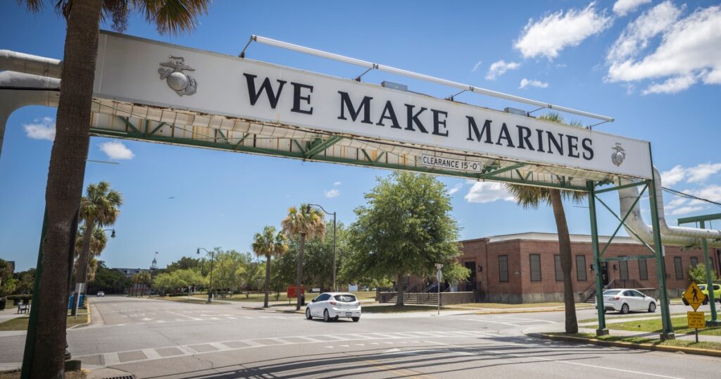 Ice agents stationed outside marine corps graduation event in south