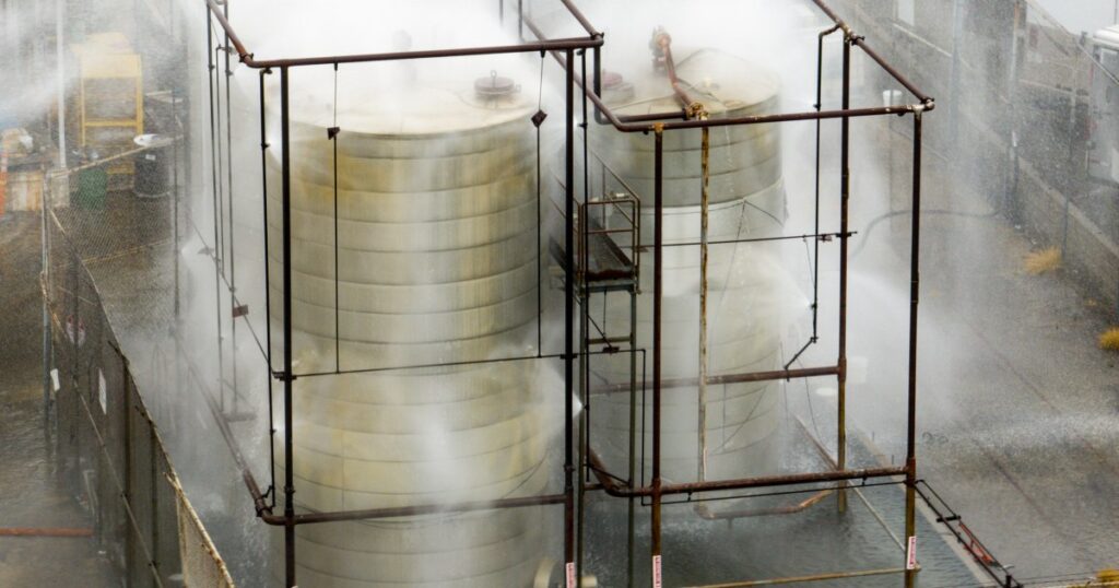 Possible cracks in toxic chemical tank in california, pressure relief